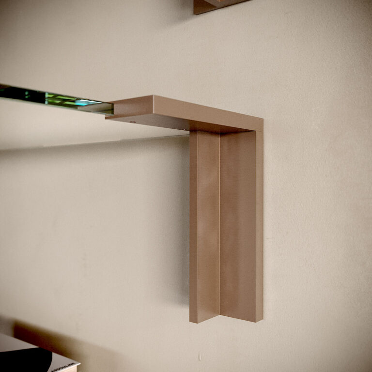 Reggimensola in zama con finitura coordinata per sistemi di arredo moderni
