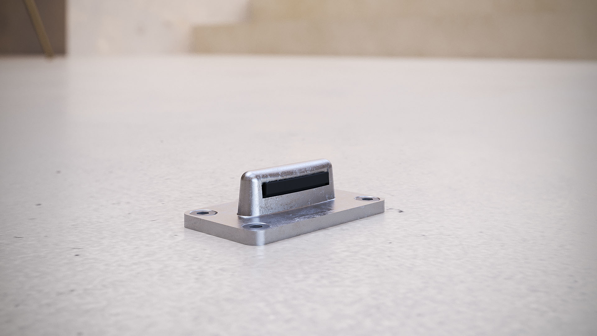 Riscontro a pavimento in zama per serramenti con chiusura magnetica