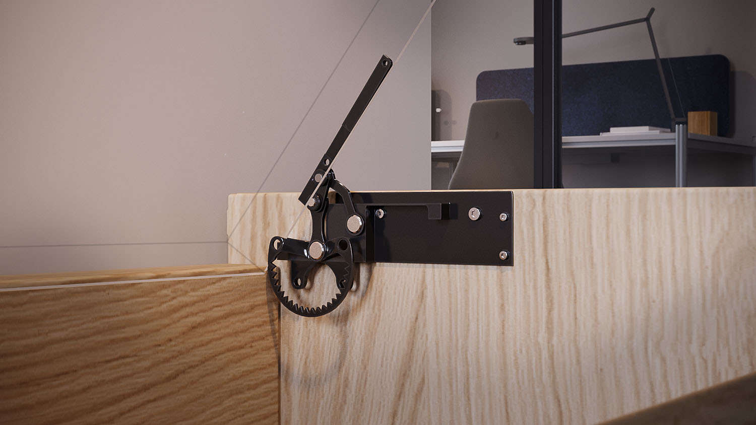 Technical zamak mechanism for assisted opening of a storage bench or container seat